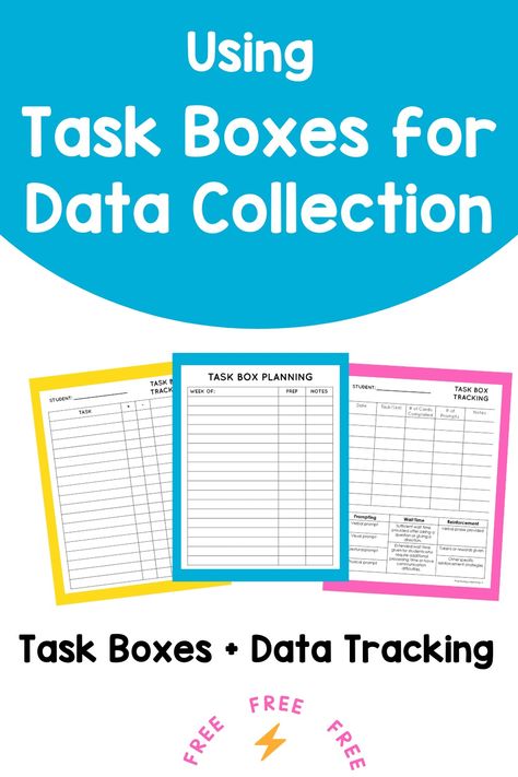 Discover how task box data collection can transform your special education classroom. Practical tips for using task boxes to track IEP goals and student progress, making data collection efficient and tailored to individual needs. Sped Data Collection, Aba Data Collection Sheets, Behavior Tracking Data Collection, Iep Behavior Goal Tracking, Iep Goal Tracking Data Collection, Student Data Notebooks, Data Notebooks, Data Tracking, Iep Goals