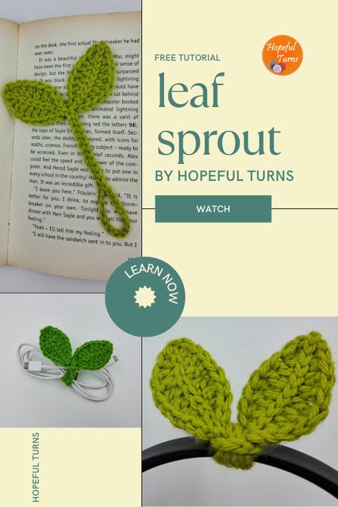 Crochet Leaf Sprout Free Pattern, Crochet Sprout Free Pattern, Sprout Crochet Pattern, Crochet Leaf Sprout, Sprout Crochet, Crochet Sprout, First Crochet Project, Yarn Projects Crochet, First Crochet