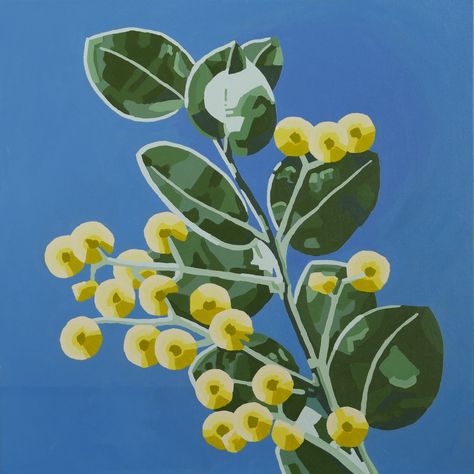 Wattle Flower, Ward 8, Golden Wattle, Flower Craft, Happy Paintings, Paint And Sip, Buy Art Online, Silver Dollar, Colorful Leaves