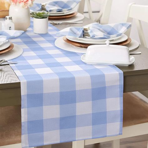 PRICES MAY VARY. Cotton Table Runner 72 Inches Long:13x72 inches blue buffalo check table runner.It's suitable for table of 4-6 people.Perfect size for your family gathering. Blue Gingham Table Runner: Blue classic plaid design,you can use it all year round, create a farmhouse aesthetic in your room with blue plaid table runner.Add artistic to your table decor. Table Decorations: Perfect for blue themed party decorations, Farmhouse Rustic table decorations, picnic and holiday family gathering,cr Gingham Table Runner, Buffalo Check Table, Rustic Baby Shower Decorations, Buffalo Check Table Runner, Dresser Runner, Birthday Table Decorations, Macrame Table Runner, Blue Buffalo, Floral Table Runner