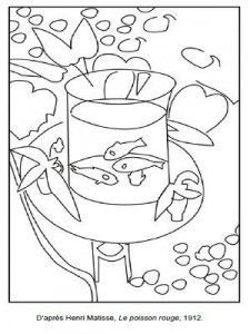 Coloriages tableaux d'artistes Matisse Art Project, Matisse Drawing, Matisse Paintings, Fish Coloring Page, Paintings Famous, Art Worksheets, Roy Lichtenstein, Matisse Art, Camping Art