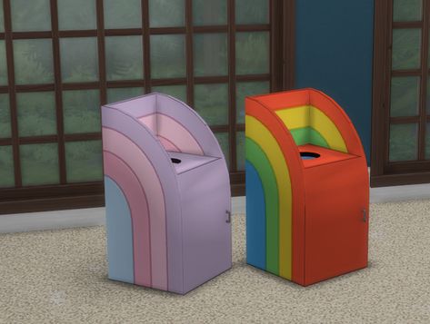 Sims 4 Trash Can, Rainbow Games, Sims 4 Collections, Rainbow Decorations, Cc Sims, Rainbow Kids, Sims 4 Cc, The Sims 4, Sims Cc