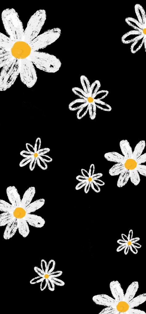 Daisy Flower Wallpaper Black, Cute Wallpaper Backgrounds Phone Wallpapers Black, Phone Backgrounds Flowers, Black Flowers Background, Daisy Lockscreen, Black Flower Background, Black Wallpaper Phone, Black Flowers Aesthetic, Black Flower Wallpaper