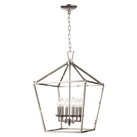 Laurel Foundry Modern Farmhouse Carmen 6 - Light Lantern Geometric Chandelier & Reviews | Wayfair Art Deco Coffee Table, Indoor Chandelier, Cage Chandelier, Lantern Pendant Lighting, Candelabra Chandeliers, Rustic Lanterns, Geometric Lighting, Light Bulb Candle, Geometric Chandelier