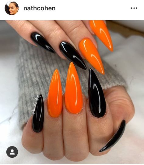 Nail Designs For 2023, Halloween Nail Design, Black Halloween Nails, Black Stiletto Nails, Halloween Acrylic Nails, Gothic Nails, Goth Nails, Young Nails, Seasonal Nails