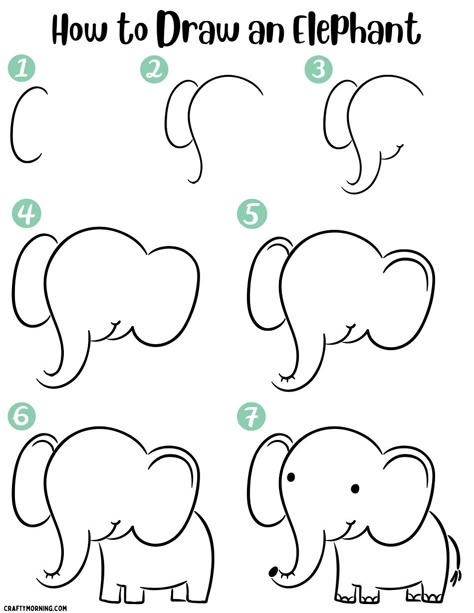 Easy Elephant Drawing Cute Elephant Drawings Simple, How To Draw An Elephant Step By Step, Elephant Painting Simple, How To Draw Elephant, How To Draw An Elephant, Zoo Crafts For Kids, Drawing For Boys, Elephant Drawing For Kids, Easy Easy Drawings