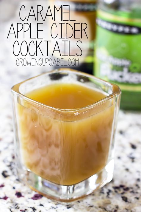 This easy caramel apple cocktail drink recipe is perfect for fall, Thanksgiving and tailgating! With just three ingredients, this apple cider cocktail is easy to make for a crowd. Drinks With Apple Pucker, Fall Shots Alcohol, Carmel Apple Cider Alcohol, Butterscotch Schnapps Drinks, Apple Cider Carmel Vodka Fall Drinks, Butterscotch Schnapps Drinks Recipes, Carmel Vodka And Apple Cider, Apple Cider Butterscotch Schnapps, Apple Cider And Butterscotch Schnapps