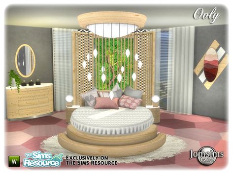 The Sims 4 Cc Round Bed, Sims Cc Boho Furniture, Sims 4 Cc Circle Bed, Sims 4 Sets, Toddler Bedroom Sets, Deco Sims, Sims Interior, Sims 4 Cc Furniture Living Rooms, Sims Lookbook