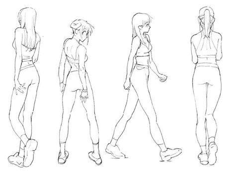 Walking Poses, Anatomy Sketches, Body Reference Drawing, 캐릭터 드로잉, Sketch Inspiration, Female Body, Anime Drawings Tutorials, Anatomy Art, Art Poses