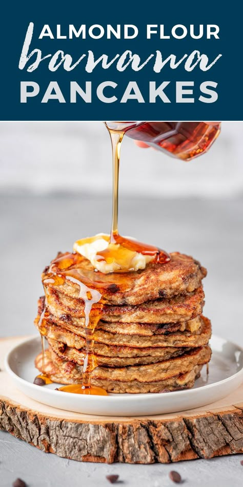 Grain Free Pancakes Almond Flour, Healthy Banana Pancakes Almond Flour, Grain Free Banana Pancakes, Banana Almond Pancakes, Gf Banana Pancakes, Banana Almond Flour Pancakes, Keto Pancakes Almond Flour, Paleoish Recipes, Almond Flour Banana Pancakes