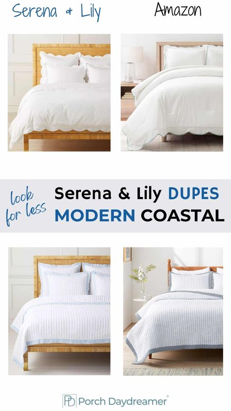 Serena And Lily Inspired Bedroom, Serena Lily Bedroom, Serena And Lily Bedroom, Serena And Lily, Modern Coastal Interior Design, Woven Bar Stools, Modern Coastal Home, Beach House Bedroom, Coastal Bedding