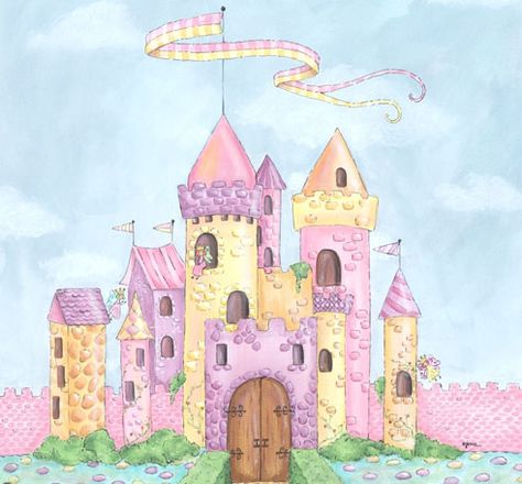 Castle Mural, Fairy Castle, Oopsy Daisy, Daisy Art, Murals For Kids, Castle Wall, Princess Castle, Stretched Canvas Wall Art, A Castle