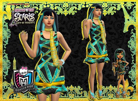 MH - Scaris Cleo De Nile | Mooneonnature on Patreon Sims 4 Monster Cc Patreon, Sims 4 Cc Monster High Cleo, Cleo From Monster High, Sims Halloween Costume, Monster High Halloween Costumes Cleo De Nile Gold Mummy Body Suit, Cleo Denial Monster High, Sims Halloween, Sims Custom Content, Sims 4 Cheats