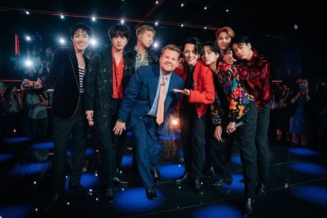 BTS created a stage of exciting harmony with their hit song "Butter" on the popular CBS talk show "The Late Late Show with James Corden's" 1000th episode! #BTS #CBS #TheLateLateShowWithJamesCorden #JamesCorden Bts James Corden, Late Late Show, James Corden, The Late Late Show, Bts "on", Bulletproof Boy Scouts, Hit Songs, Jung Kook, Bts Twt