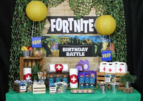 Fortnite Birthday Party Ideas | Photo 1 of 11 Fortnite Birthday Backdrop, Fortnite Decorations, Fortnight Party, Fortnite Birthday Party, Epic Fortnite, Fortnite Party, Video Games Birthday Party, Fortnite Birthday, Shopkins Party