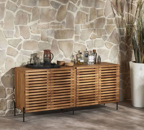 Pengrove Teak Outdoor Buffet (71.5") | Pottery Barn Outdoor Sideboard, Outdoor Buffet, Bronze Natural, Outdoor Console Table, Coffee Table Kitchen, Grill Tools, Desk Lamps Bedroom, Hanging Chair Outdoor, Removable Shelves