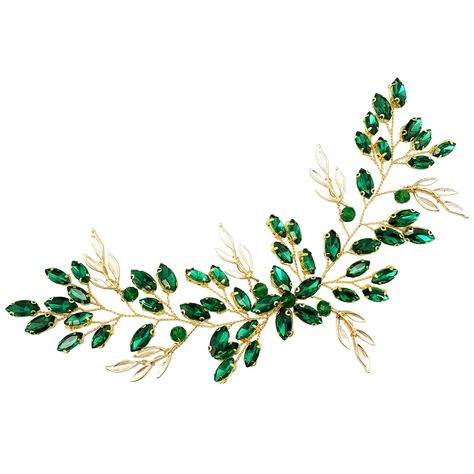 PRICES MAY VARY. 【Material】- This green bridal hair vine is made of high quality alloy wire & leaves and sparkling rhinestone with stylish design, elegant and delicate 【Handmade Design】- This crystal wedding headpieces is hand wired with no-fade emerald green rhinestone and 3D gold leaves on bendable gold color alloy wire, can be fixed on hair with ribbon or hair pins (not included), stylish and shiny, good assistant for your make up and easy to DIY your own hairstyle 【Size】- This emerald bride Hair With Ribbon, Wire Leaves, Green Wedding Hair, Emerald Hair, Crystal Headpiece Wedding, Bride Hair Piece, Accessories For Wedding, Headpiece Accessories, Wedding Headpieces