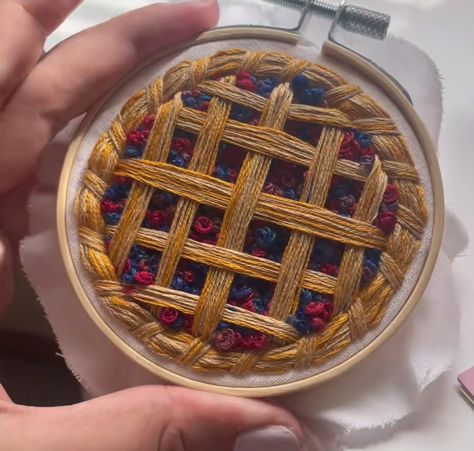 Embroidery Pie, Pie Embroidery, Mixed Berry Pie, Berry Pie, Shelf Desk, Be Amazing, Wooden Hoop, 7 Hours, Mixed Berries