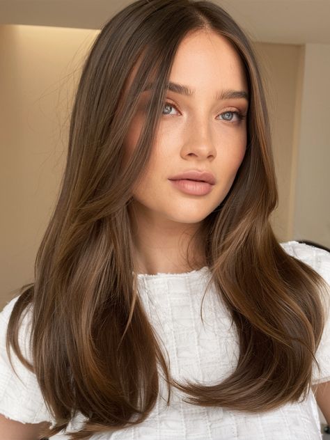 28 Stunning Winter Brown Hair Color Ideas 2024: Balayage, Brunettes & Highlights Light Brown Hair With Pale Skin, Light Brown Hair Fair Skin, Fair Skin Blue Eyes Hair Color, Winter Brown Hair Color, Winter Brown Hair, Pale Skin Hair Color, Brown Hair Color Ideas, Hair Fair, Brunettes Highlights