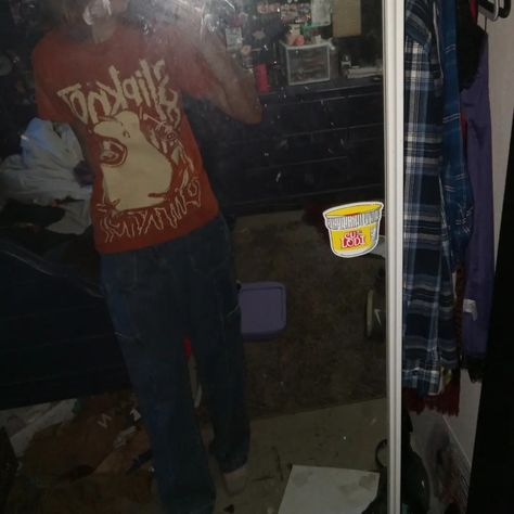 Slipknot shirt outfit inspo aesthetic ft my closet Slipknot Shirt Outfit, Slipknot Shirt, Outfit Inspo Aesthetic, Shirt Aesthetic, Mirror Pic, Slipknot, New Perspective, My Closet, Shirt Outfit