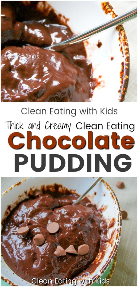 Clean Eating With Kids, Healthy Chocolate Pudding, Chocolate Pudding Desserts, Chocolate Pudding Recipe, Avocado Dessert, Chocolate Pudding Recipes, Cheap Clean Eating, Eating Chocolate, Clean Eating Desserts