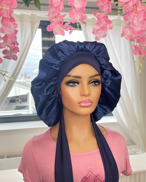 Now available in double-lined! Swipe to see the other side of this bonnet 😍💙🦋 ‌ The Lux Hair Bonnet is a cute bonnet made with high-quality satin and made to keep your edges (or lace) in tact and protect your style including locs and braids! Using the Lux Hair Bonnet prevents breakage and frizz. The tie that comes with the Lux Hair Bonnet helps keep your bonnet in place. No more slipping of during the night! ‌ Single-lined so satin material on outside or double lined so satin material on outs... Lux Hair, Hair Bonnet, Satin Material, Hair Bundles, The Other Side, Locs, No More, Scrunchies, Wigs