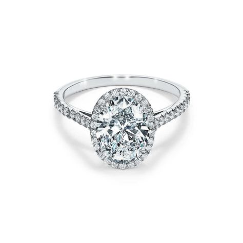 Tiffany Soleste® Oval Halo Engagement Ring with a Diamond Platinum Band Wedding Cakes Summer, Tiffany Soleste, Tiffany Wedding Rings, Tiffany Engagement Ring, Big Engagement Rings, Oval Halo Engagement Ring, Tiffany Wedding, Cute Engagement Rings, Engagement Rings Vintage Halo