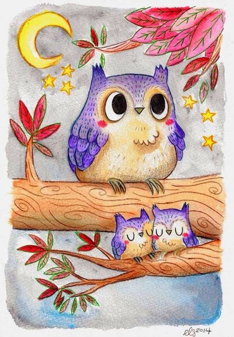 Lekker Aand, Owl Images, Whimsical Owl, Owl Illustration, Art Mignon, Owls Drawing, Owl Family, Owl Crafts, Hoot Owl