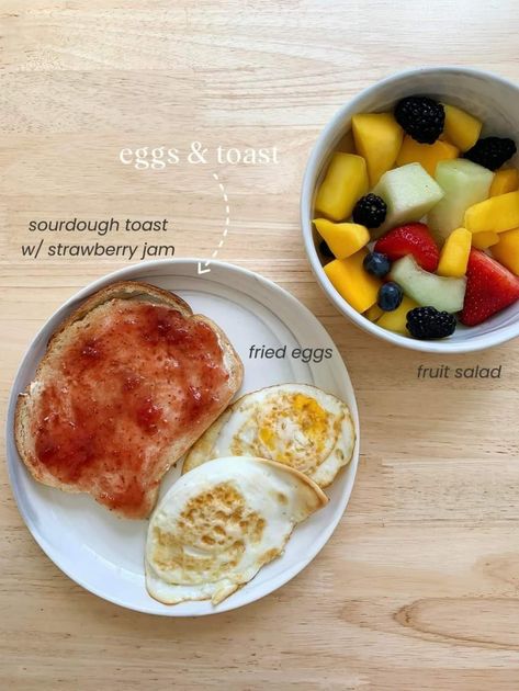 Eggs And Fruit, Easy Quick Breakfast, Egg Toast Breakfast, Fruit Toast, Healthy Toast, Jam Toast, Breakfast Toast, Egg Toast, Fruit Jam