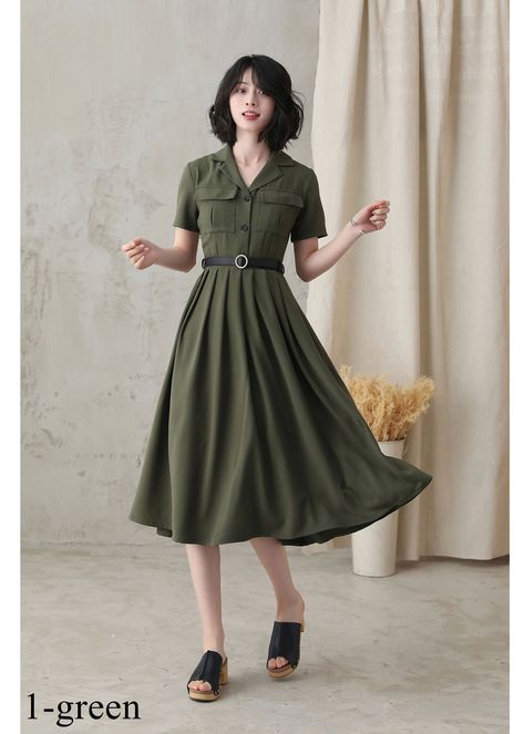 Modest Knee Length Dresses, Modest Green Dress, Green Dress Modest, Casual Green Dress, Summer Modest Dresses, Conservative Dress, Cadet Kelly, Below The Knee Dress, Short Sleeve Long Dress