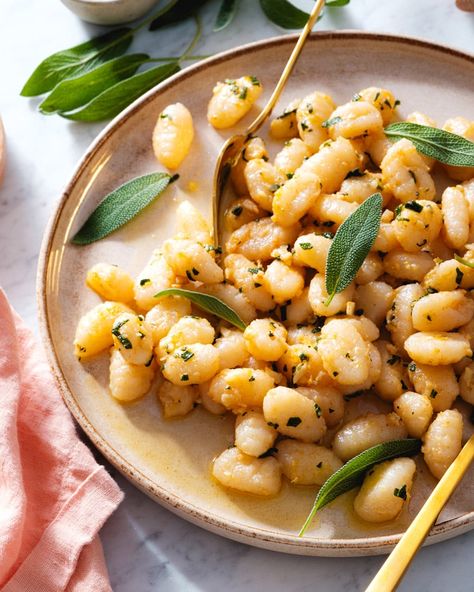 Butter Sage Sauce, Lemon Pepper Sauce, Brown Butter Sage, Brown Butter Sage Sauce, Sage Sauce, Lemon Garlic Butter Sauce, Lemon Caper Sauce, A Couple Cooks, Making Gnocchi