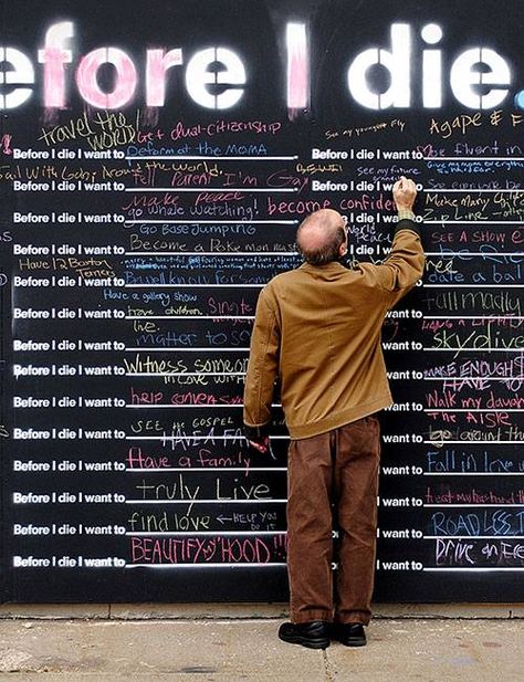 Awesome giant chalk board.. would inspire students, I think.. especially getting to read what everyone says Interaktives Design, Brain Pickings, Soviet Propaganda, Base Jump, All The Bright Places, Interactive Walls, Experiential Marketing, Interactive Installation, Guerilla Marketing