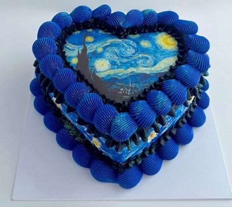 Van Gogh Cake Birthday, Bolo Van Gogh, Birthday Pastries, Van Gogh Cake, Gogh Cake, Garden Of Flowers, Sweet Sixteen Birthday Party Ideas, Pastry Design, Restaurants In Paris