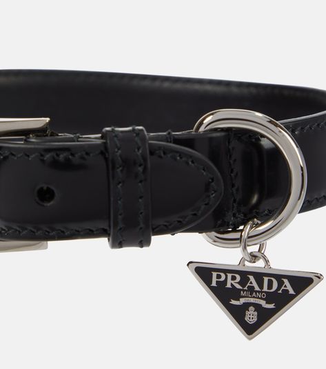 Prada - Brushed leather dog collar | Mytheresa Prada Dog Collar, Diy Leather Dog Collar, Black Dog Collar, Dog Collar Pattern, How To Make Leather, Personalized Leather Gifts, Leather Dog Collar Custom, Cute Dog Collars, Morning Walks