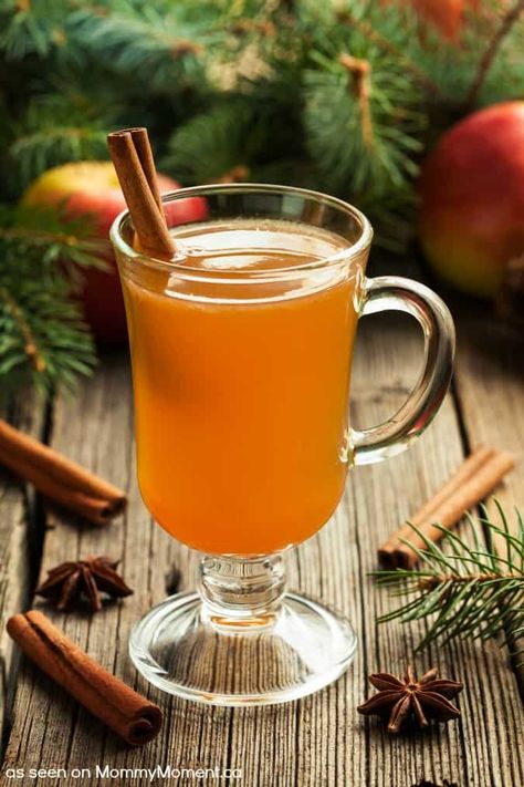 hot-apple-cider Apple Cups, Hot Apple Cider Recipe, Homemade Apple Juice, Slow Cooker Apple Cider, Hot Spiced Cider, Slow Cooker Apple, Christmas Sides, Apple Cider Recipe, Homemade Apple Cider