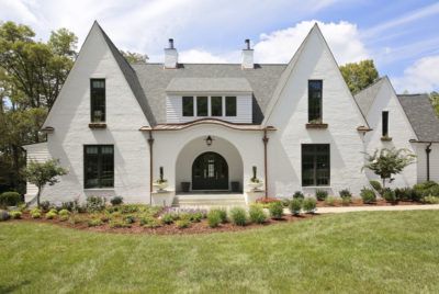 Black Windows Inside, Tutor Style Homes, Modern Cottage Style, Modern Tudor, Building Development, What House, Cottage Exterior, Cottage Style Homes, Tudor House