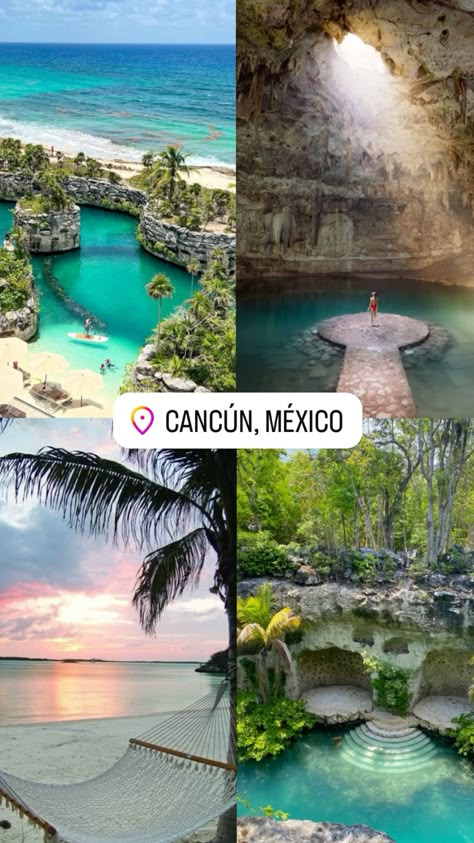 While Mexico boasts an impressive 6,200-mile-long coastline, Cancun and its 10 Blue Flag beaches continue to rank as one of the most popular spots for a beach vacation in the country. With most of the properties in the Hotel Zone sitting right on their own private stretch of sand, visitors can enjoy the ocean views from their very own balconies. When you’re ready for that next refreshing drink while basking in the Cancun sun. Mexico Trip Vision Board, Travel Cancun Mexico, Laguna Beach Vacation, Vacation Spots Aesthetic, Places In America To Visit, Vision Board Travel Mexico, Places To Go In Mexico, Beautiful Vacation Places, Oxacana Mexico Aesthetic