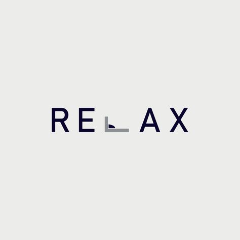 typography logo with the words relax and the letter l resembles a bed Relax Word Art, Lazy Logo Design, Sleep Logo, Life Logo, Typographic Logo, Letter L, Vending Machine, Logo Ideas, Typography Logo