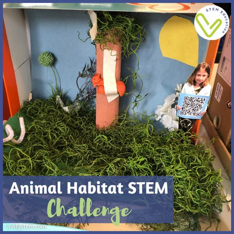 Students will construct a diorama of an animal habitat after researching their chosen animal. The habitat must also incorporate a design constraint such that their animal must be able to move in and out of their shelter without the student touching it with their hands. This project also connects to the career of wildlife biology and its role in protecting and conserving animal habitats. Animal Diorama Habitats, Habitat Projects, Activities For Spring, Wildlife Biology, Habitat Activities, Stem Lesson Plans, Homeschool Stem, Habitats Projects, Animal Habitat