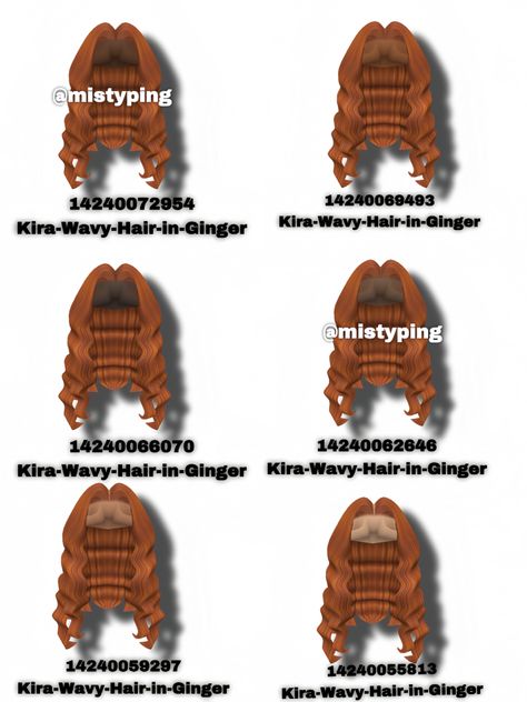 Hair Codes For Berry Ave Ginger, Roblox Hair Codes Ginger, Ginger Hair Roblox Codes, Hair Codes Black, Baddie Codes, Ginger Brown Hair, Baby Blonde Hair, Black Bratz, Roblox Hair