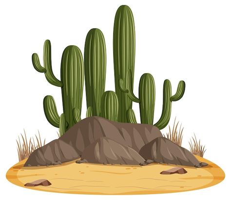 Free vector isolated desert landscape wi... | Free Vector #Freepik #freevector #forest-drawing #landscape-drawing #nature-drawing #tree-clipart Desert Vector, Desert Clipart, Cactus Forest, Cactus Illustration, Forest Illustration, Desert Cactus, Desert Landscape, Desert Landscaping, Cactus Plants