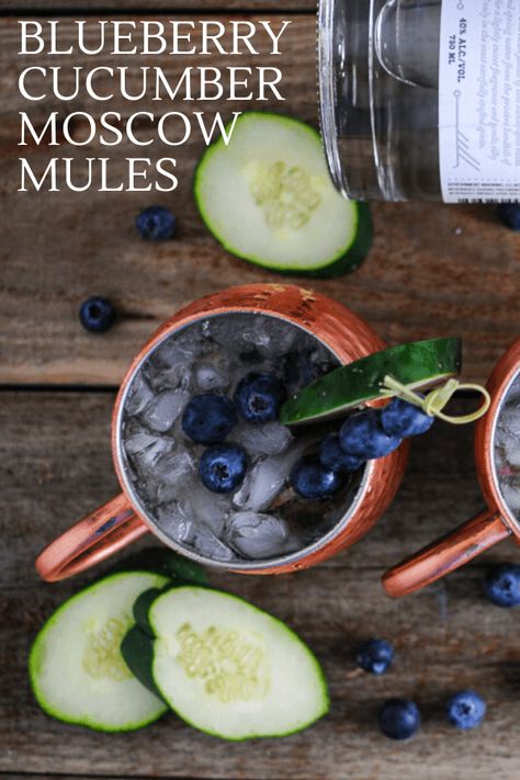 This Blueberry Cucumber Moscow Mule is full of fresh flavors with the berries and cucumber slices. Topped with lime juice, vodka and ginger beer, this variation on the classic is tasty! #gastronomblog #cocktails #recipe #blueberries #ginger Cucumber Moscow Mule Recipe, Vodka Soda Recipe, Blueberry Martini, Moscow Mule Cocktail, Moscow Mules, Bubble Gum Flavor, Mule Cocktail, Cucumber Slices, Gin Cocktail Recipes