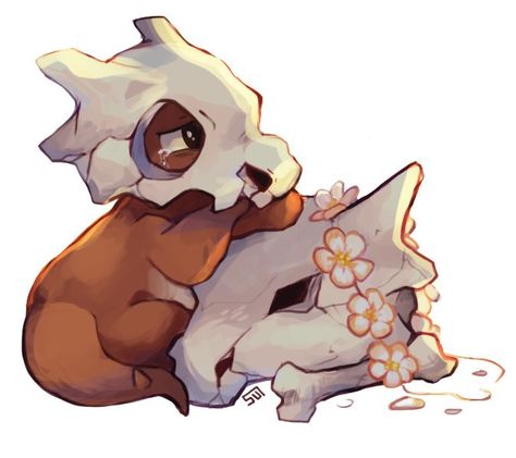 Pokemon Skull, Cubone Art, Cubone Wallpaper, Cubone Tattoo, Cute Pokemon Pfp, Calem Pokemon, Pokemon Painting, Nerd Tattoo, Pokemon Sketch