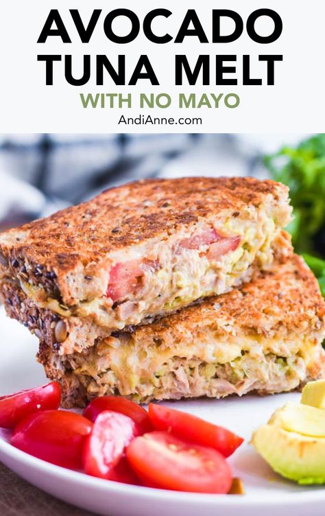 Tuna Melt With Avocado, Tuna Avocado Melt, What Can You Make With Avocados, Avocado Tuna Sandwich, Tuna Melt Wrap Recipe, Healthy Tuna Melt, Easy Healthy Sandwiches, Tuna Avocado Sandwich, Tuscan Salmon Recipe