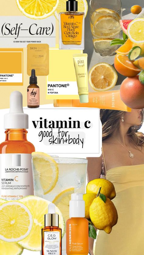 Vitamin C Aesthetic, Vitamin C Drinks, Preppy Inspo, Yellow Pantone, Summer Skincare Routine, Aesthetics Art, That Girl, Boss Motivation, Glow Mask