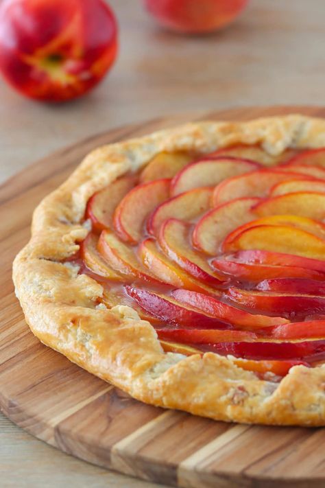 Nectarine Galette Recipe, Nectarine Galette, Fruit Galette, How To Peel Peaches, Frozen Pie Crust, Homemade Pie Crust Recipe, Pie Crust Dough, Apple Galette, Galette Recipe