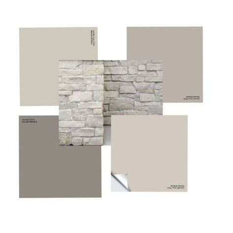 Puddy Color Exterior, Exterior House Color With Stone, Exterior Paint Colors For Single Story House, Exterior House Colors With White Stone, Taupe And Cream House Exterior, Exterior Stone And Stucco Combinations, Sw Shiitake Paint Color Exterior, Sw Taupe Tone Exterior, Cobblestone Paint Color