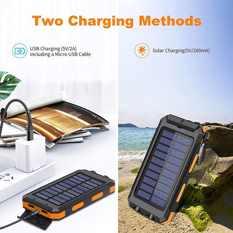 Portable Solar Power, Bright Led Flashlight, Portable Battery Charger, Solar Power Bank, Light Flashlight, Solar Charger, Portable Power Bank, Solar Charging, External Battery