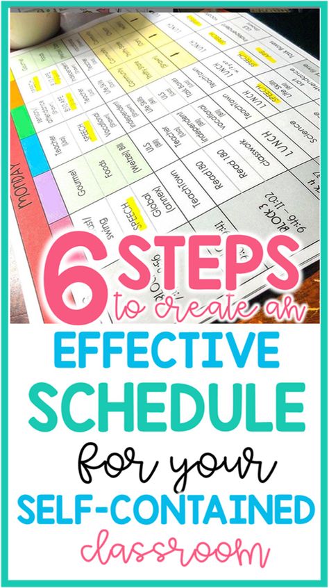 Setting up a schedule in a self-contained classroom is one of the hardest parts of our job. But after years of trial an error, I have come up with a 6 step process that is tried and true that will help you set up your sefl-contained master schedule. #selfcontainedclassroom #specialeducationschedules #autismclassrooms Resource Room Schedule, Classroom Based Business Ideas, Sped Classroom Schedule, Special Ed Schedule Ideas, Self Contained Behavior Classroom Setup, Self Contained Classroom Centers, Sped Schedule Template, Self Contained Kindergarten Classroom, Slc Classroom Ideas