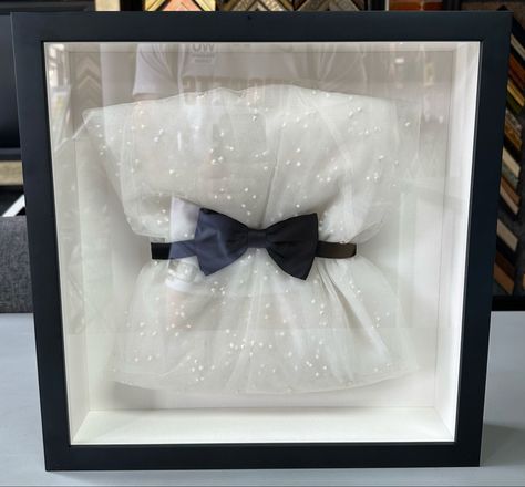 👰🏻 Custom framed bride wedding veil and groom bow tie using acid-free matting, UV glass and Jasper frame by Larson-Juhl! #art #denver #colorado #pictureframing #customframing #5280customframing #wedding #bride #groom #veil #bowtie #shadowbox Diy Wedding Dress Shadow Box Display, Shadow Box Wedding Dress, Veil Shadow Box Wedding, Bride And Groom Shadow Box Ideas, Family Shadow Box From Wedding, Groom Bowtie, Wedding Veil, Wedding Bride, Shadow Box